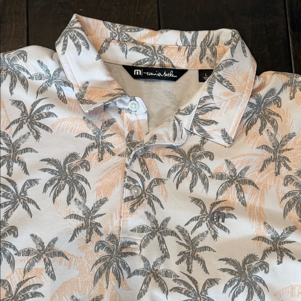 Travis Mathew Men's Palm Print Shirt - White and Orange